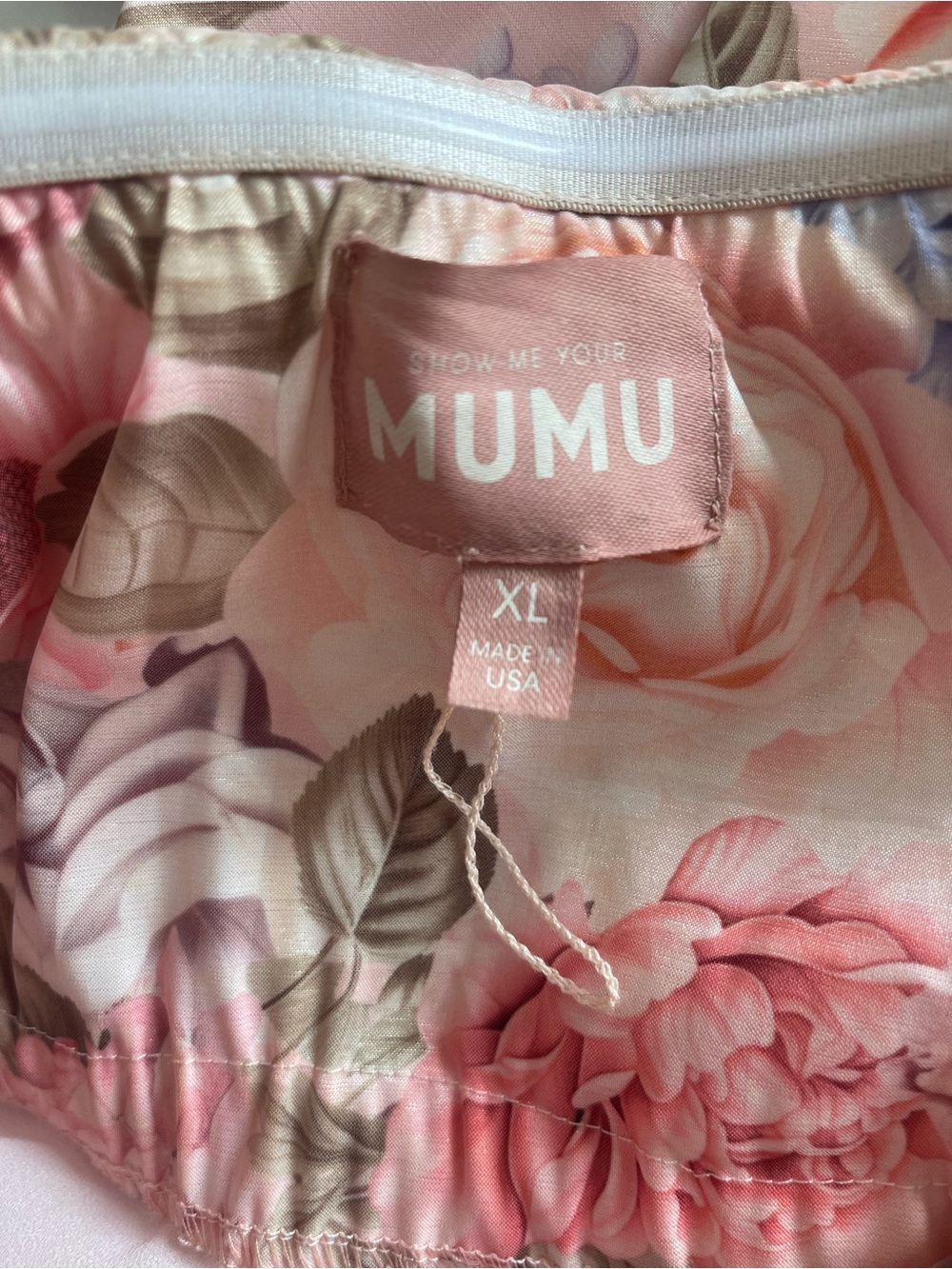 Show Me Your Mumu Tinsley Tube Maxi Dress size XL powder pink taffeta floral - Picture 7 of 7